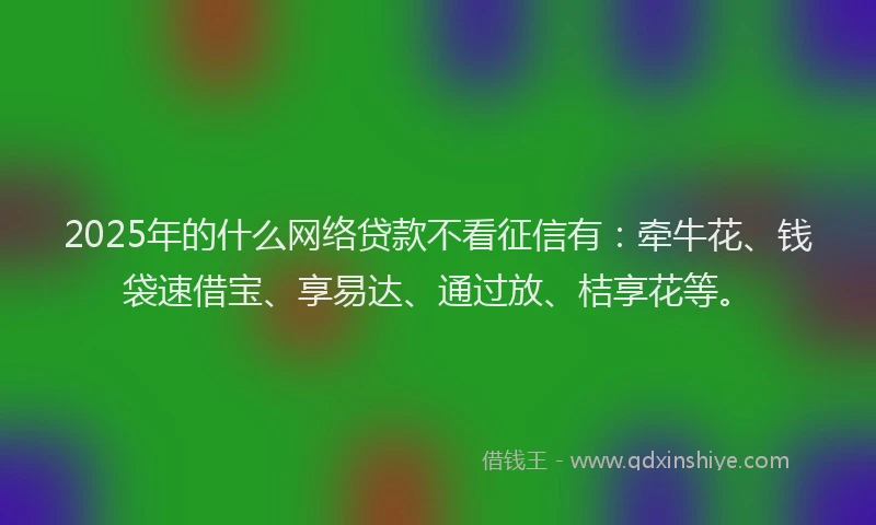 2025年的什么网络贷款不看征信有：牵牛花、钱袋速借宝、享易达、通过放、桔享花等。