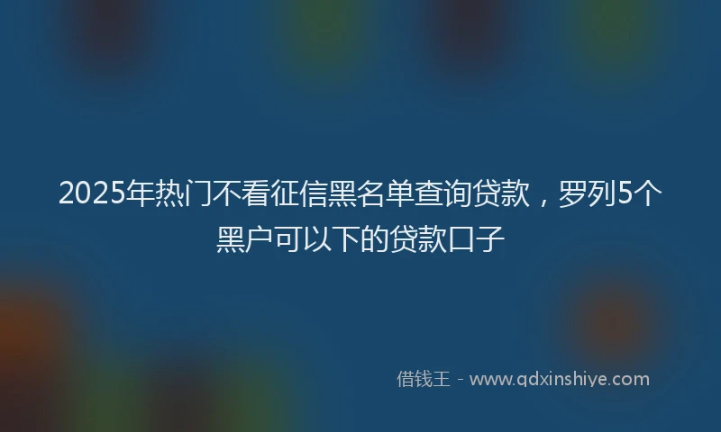 2025年热门不看征信黑名单查询贷款，罗列5个黑户可以下的贷款口子