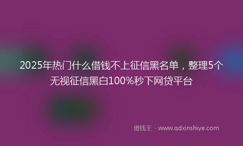2025年热门什么借钱不上征信黑名单，整理5个无视征信黑白100%秒下网贷平台