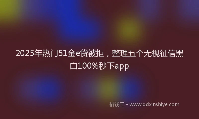 2025年热门51金e贷被拒，整理五个无视征信黑白100%秒下app