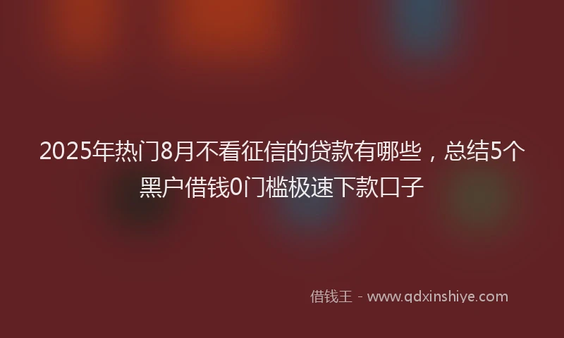 2025年热门8月不看征信的贷款有哪些，总结5个黑户借钱0门槛极速下款口子