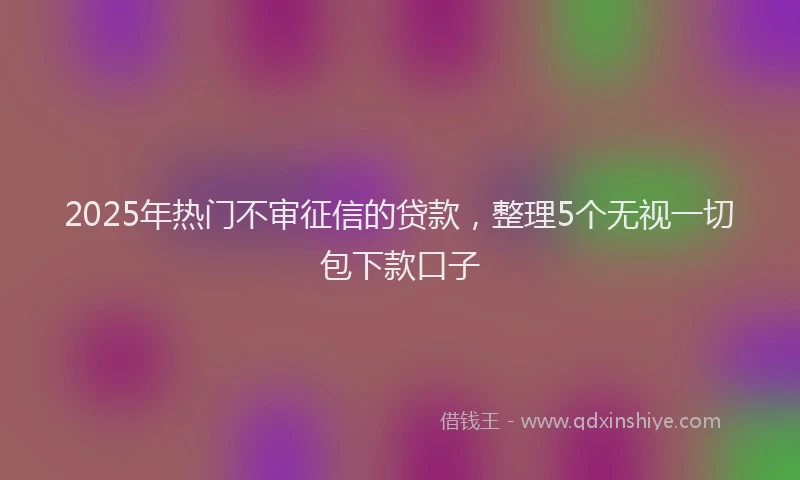 2025年热门不审征信的贷款，整理5个无视一切包下款口子
