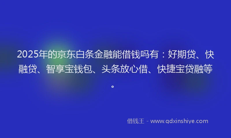 2025年的京东白条金融能借钱吗有：好期贷、快融贷、智享宝钱包、头条放心借、快捷宝贷融等。