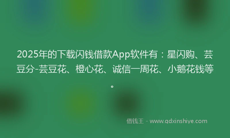 2025年的下载闪钱借款App软件有：星闪购、芸豆分-芸豆花、橙心花、诚信一周花、小鹅花钱等。