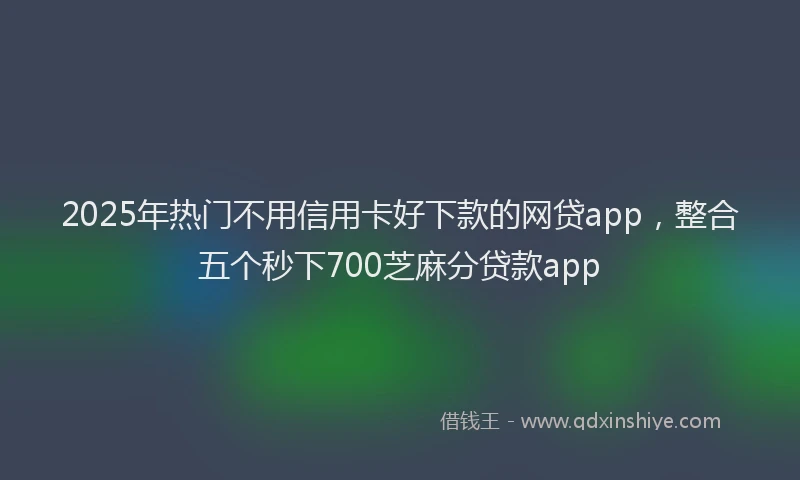 2025年热门不用信用卡好下款的网贷app，整合五个秒下700芝麻分贷款app