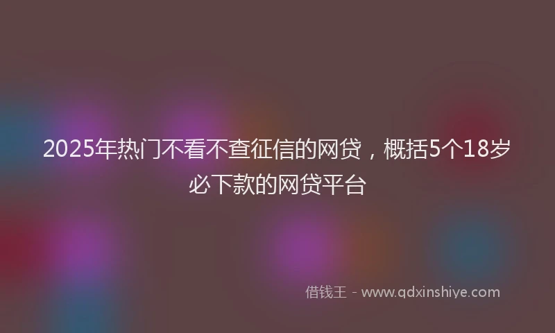 2025年热门不看不查征信的网贷，概括5个18岁必下款的网贷平台