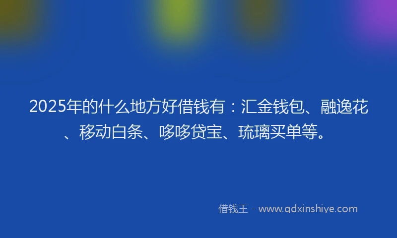 2025年的什么地方好借钱有：汇金钱包、融逸花、移动白条、哆哆贷宝、琉璃买单等。