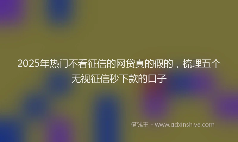 2025年热门不看征信的网贷真的假的，梳理五个无视征信秒下款的口子