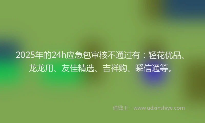 2025年的24h应急包审核不通过有：轻花优品、龙龙用、友佳精选、吉祥购、瞬信通等。