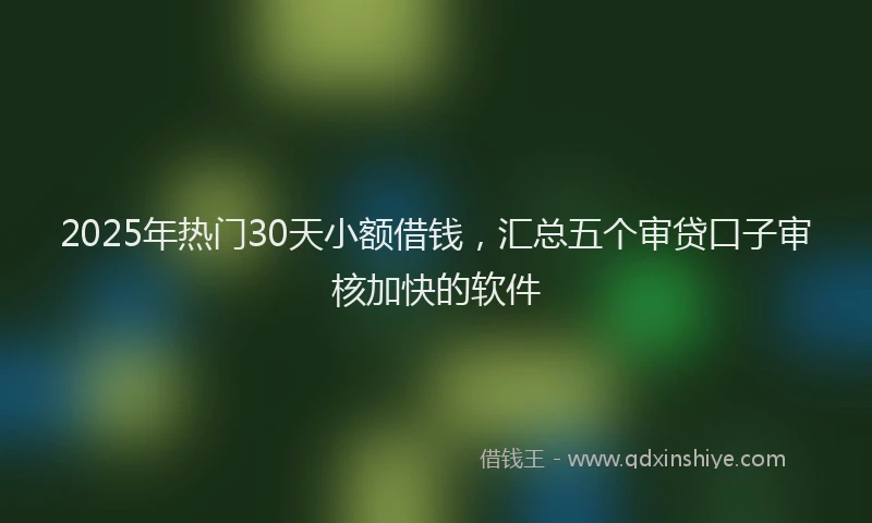 2025年热门30天小额借钱，汇总五个审贷口子审核加快的软件