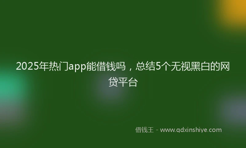 2025年热门app能借钱吗，总结5个无视黑白的网贷平台