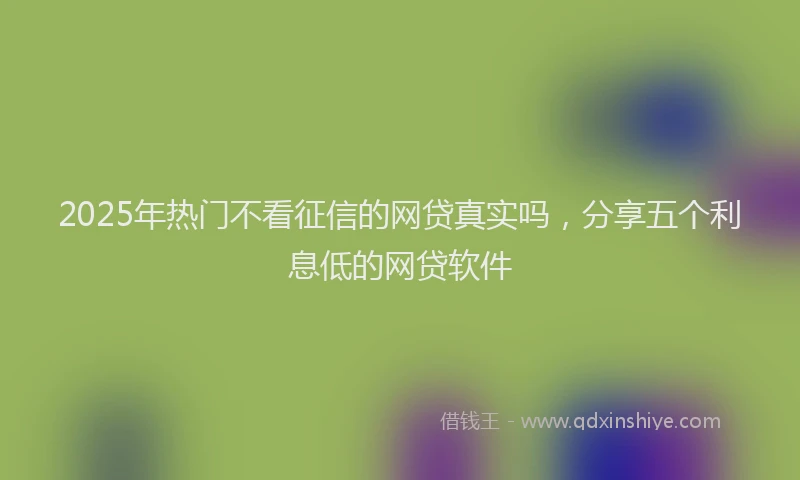 2025年热门不看征信的网贷真实吗，分享五个利息低的网贷软件