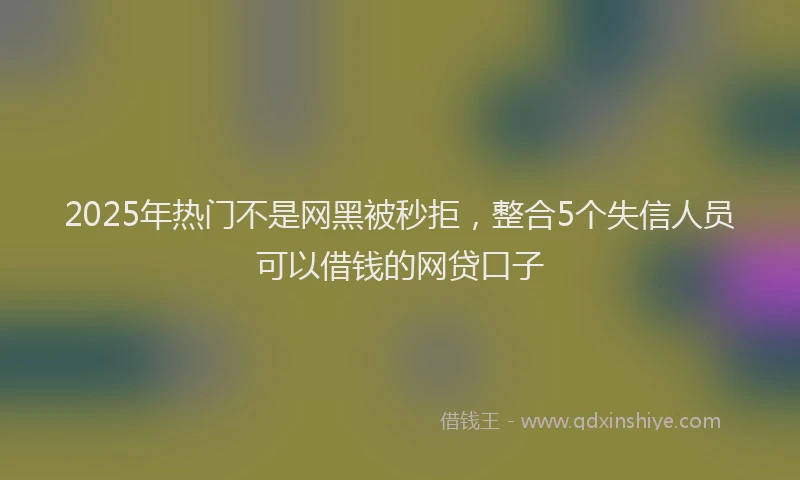 2025年热门不是网黑被秒拒，整合5个失信人员可以借钱的网贷口子