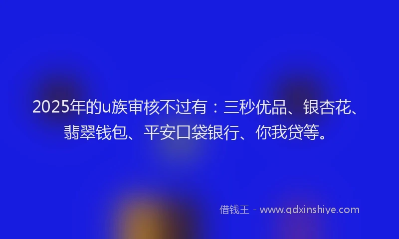 2025年的u族审核不过有：三秒优品、银杏花、翡翠钱包、平安口袋银行、你我贷等。