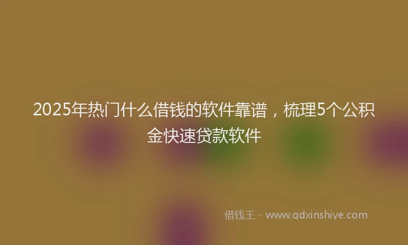 2025年热门什么借钱的软件靠谱，梳理5个公积金快速贷款软件