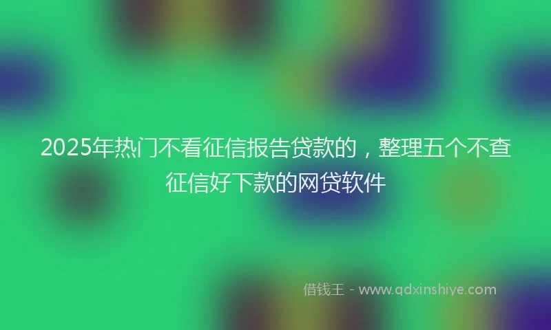 2025年热门不看征信报告贷款的，整理五个不查征信好下款的网贷软件