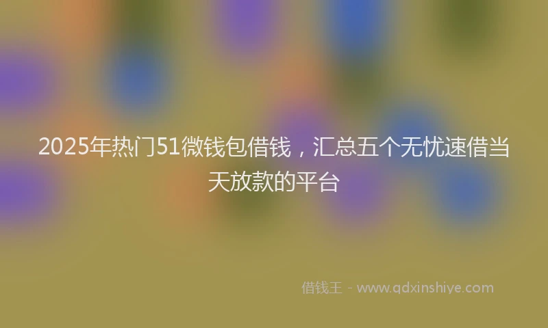 2025年热门51微钱包借钱，汇总五个无忧速借当天放款的平台