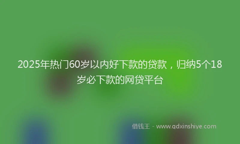 2025年热门60岁以内好下款的贷款，归纳5个18岁必下款的网贷平台
