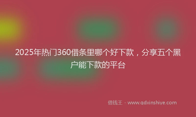 2025年热门360借条里哪个好下款，分享五个黑户能下款的平台