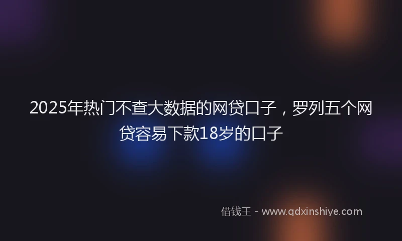 2025年热门不查大数据的网贷口子，罗列五个网贷容易下款18岁的口子