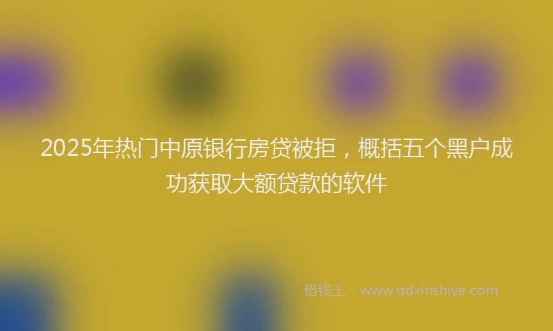 2025年热门中原银行房贷被拒，概括五个黑户成功获取大额贷款的软件
