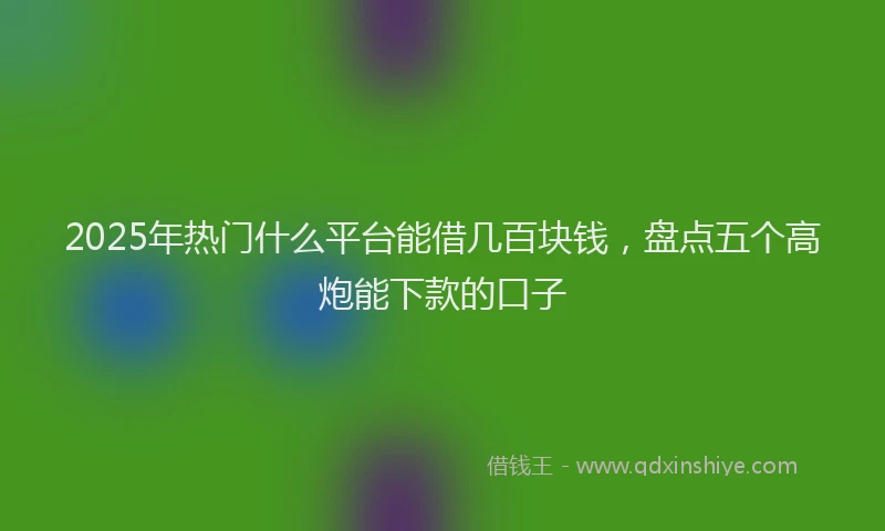 2025年热门什么平台能借几百块钱，盘点五个高炮能下款的口子