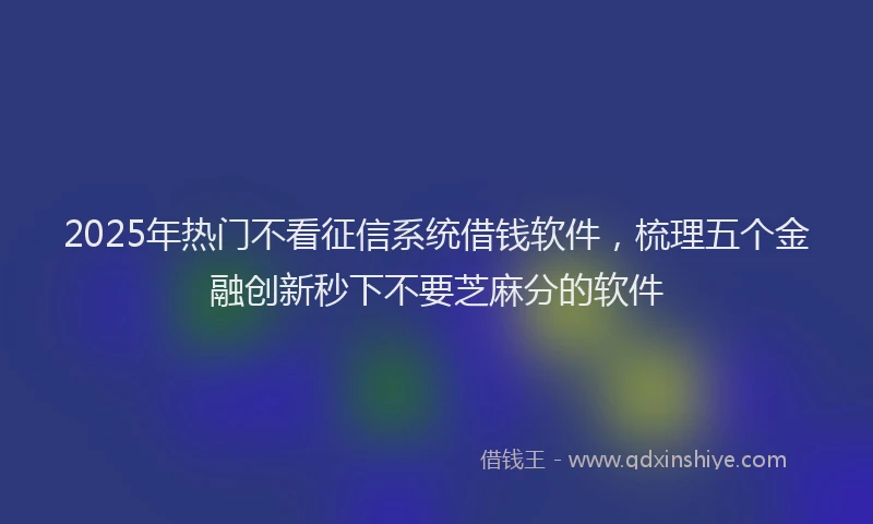 2025年热门不看征信系统借钱软件，梳理五个金融创新秒下不要芝麻分的软件
