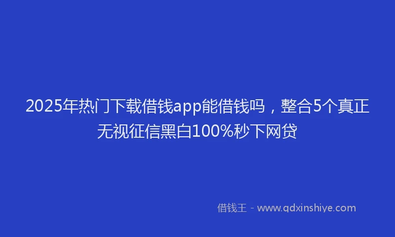 2025年热门下载借钱app能借钱吗，整合5个真正无视征信黑白100%秒下网贷