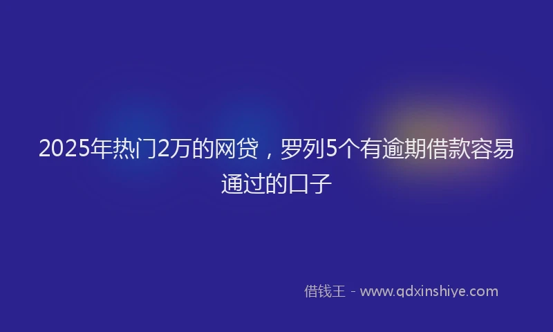 2025年热门2万的网贷，罗列5个有逾期借款容易通过的口子