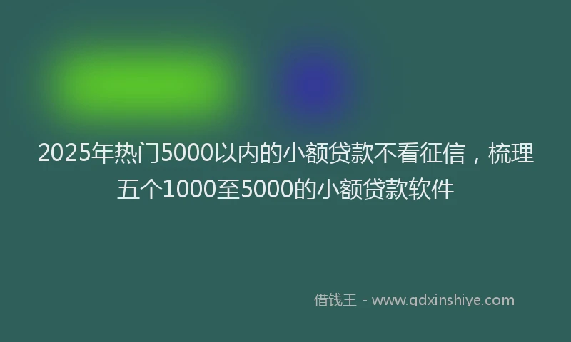 2025年热门5000以内的小额贷款不看征信，梳理五个1000至5000的小额贷款软件