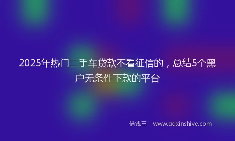 2025年热门二手车贷款不看征信的，总结5个黑户无条件下款的平台