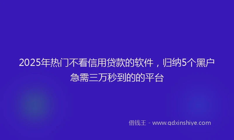 2025年热门不看信用贷款的软件，归纳5个黑户急需三万秒到的的平台