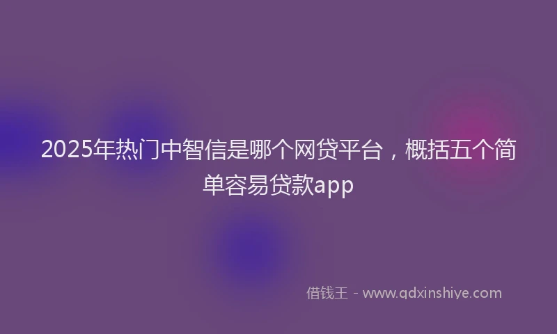 2025年热门中智信是哪个网贷平台，概括五个简单容易贷款app