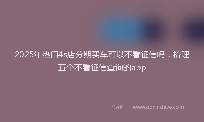 2025年热门4s店分期买车可以不看征信吗，梳理五个不看征信查询的app
