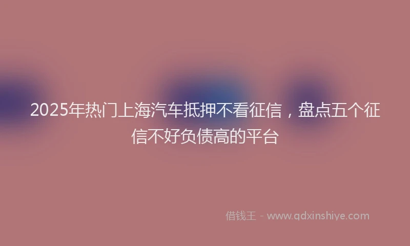 2025年热门上海汽车抵押不看征信，盘点五个征信不好负债高的平台