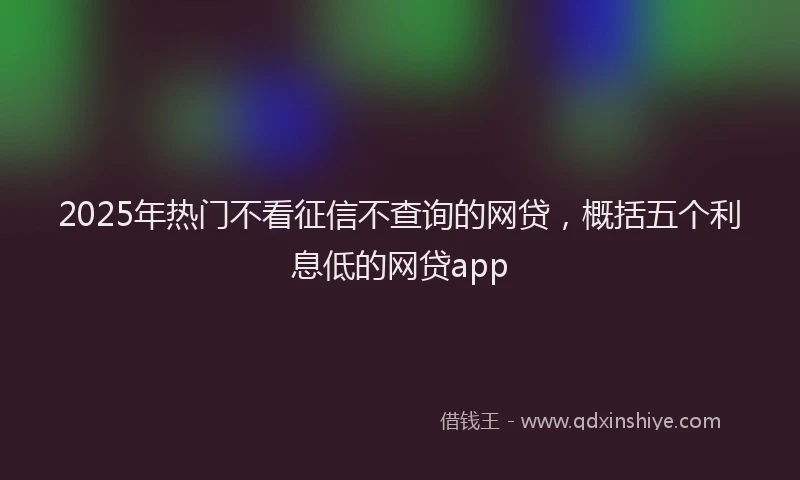 2025年热门不看征信不查询的网贷，概括五个利息低的网贷app
