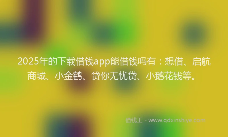 2025年的下载借钱app能借钱吗有：想借、启航商城、小金鹤、贷你无忧贷、小鹅花钱等。