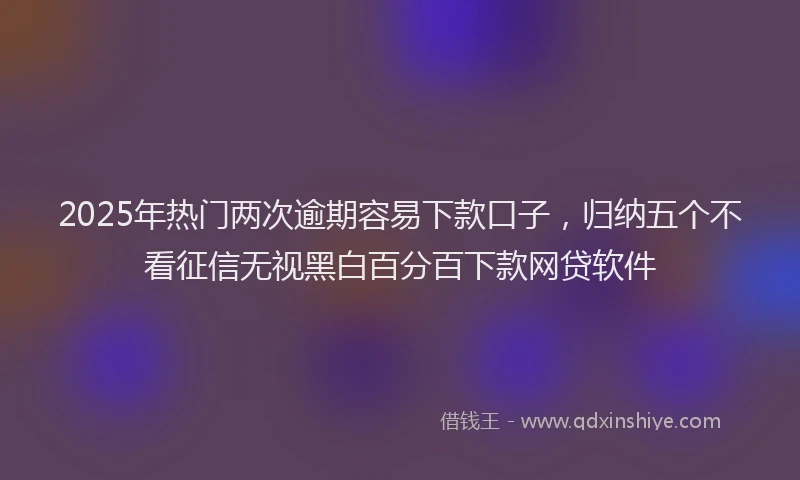 2025年热门两次逾期容易下款口子，归纳五个不看征信无视黑白百分百下款网贷软件