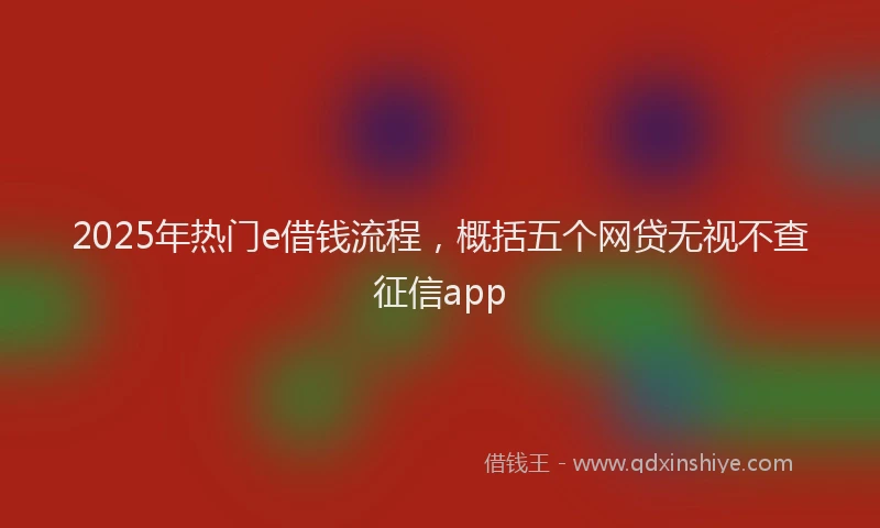 2025年热门e借钱流程，概括五个网贷无视不查征信app