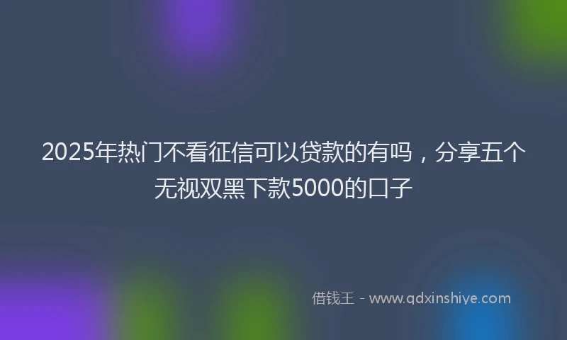 2025年热门不看征信可以贷款的有吗，分享五个无视双黑下款5000的口子