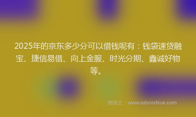 2025年的京东多少分可以借钱呢有：钱袋速贷融宝、捷信易借、向上金服、时光分期、鑫诚好物等。