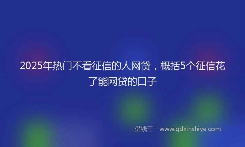 2025年热门不看征信的人网贷，概括5个征信花了能网贷的口子