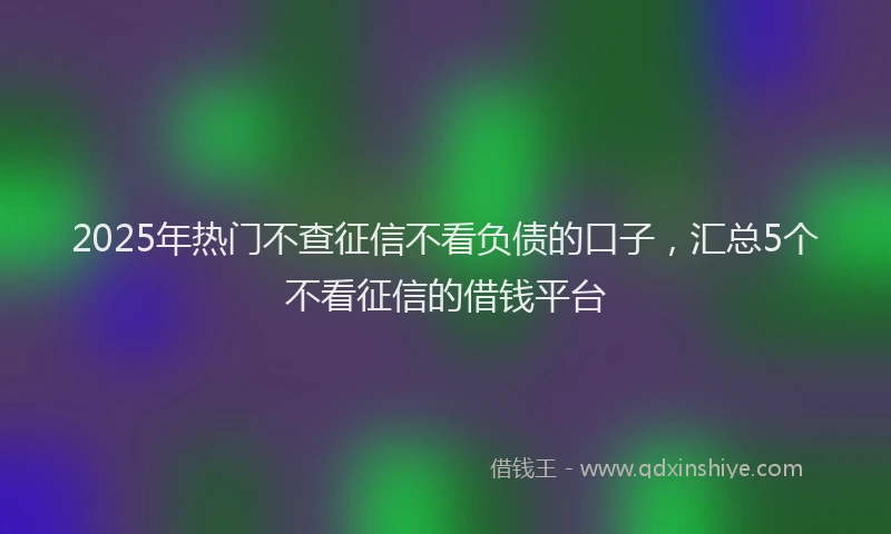 2025年热门不查征信不看负债的口子，汇总5个不看征信的借钱平台
