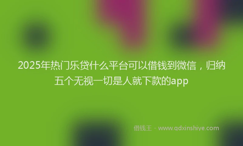2025年热门乐贷什么平台可以借钱到微信，归纳五个无视一切是人就下款的app