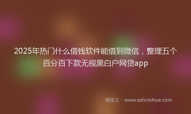 2025年热门什么借钱软件能借到微信，整理五个百分百下款无视黑白户网贷app