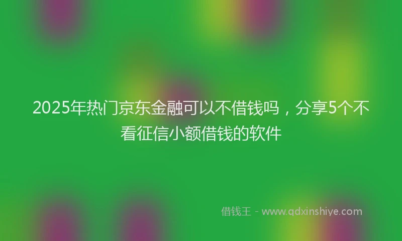 2025年热门京东金融可以不借钱吗，分享5个不看征信小额借钱的软件