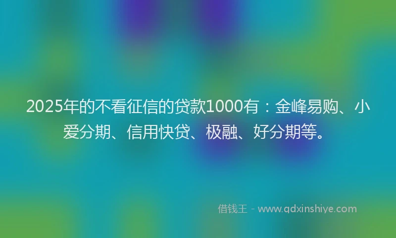 2025年的不看征信的贷款1000有：金峰易购、小爱分期、信用快贷、极融、好分期等。