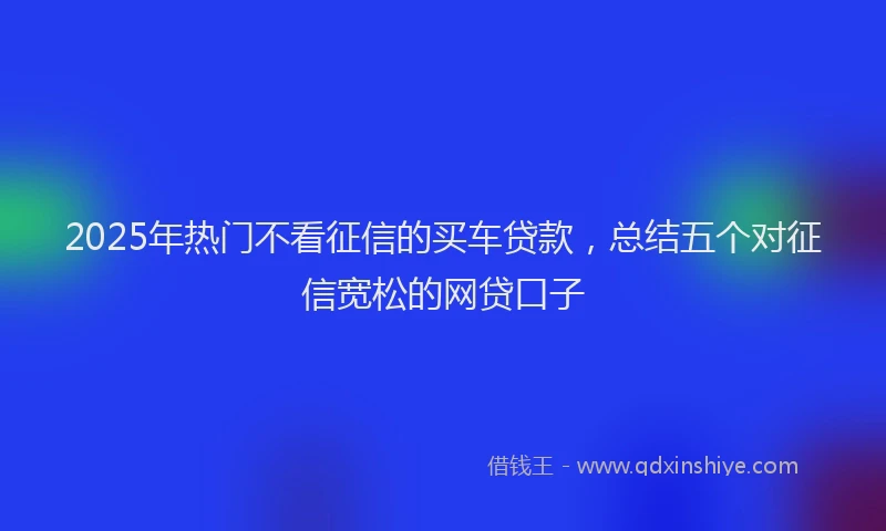 2025年热门不看征信的买车贷款，总结五个对征信宽松的网贷口子