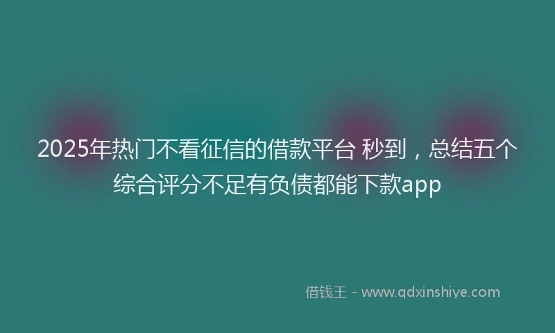 2025年热门不看征信的借款平台 秒到，总结五个综合评分不足有负债都能下款app