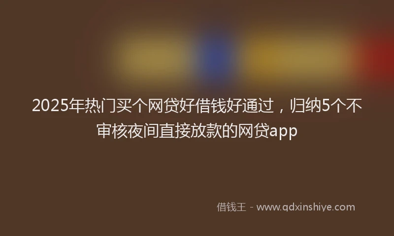 2025年热门买个网贷好借钱好通过，归纳5个不审核夜间直接放款的网贷app